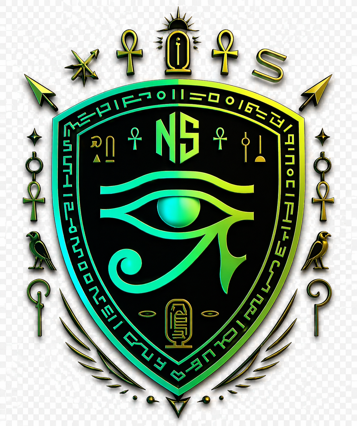 Mystical Egyptian neon crest archive artwork